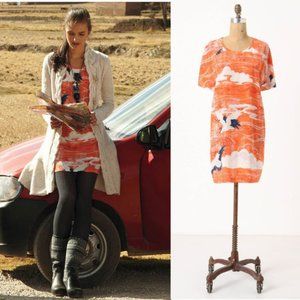 ANTHROPOLOGIE ZOOLOGIST SILK CRANE MINI DRESS Sz10